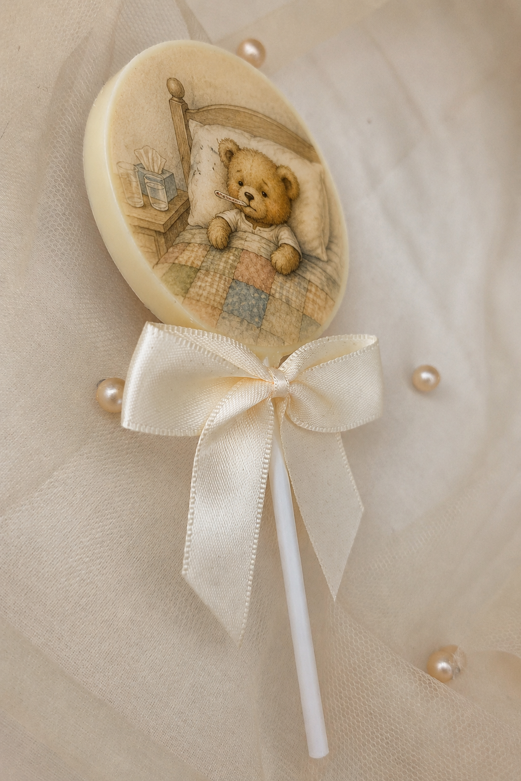 Personalised Patchwork Teddy Bear Get Well Soon Card and Chocolate Gift Box