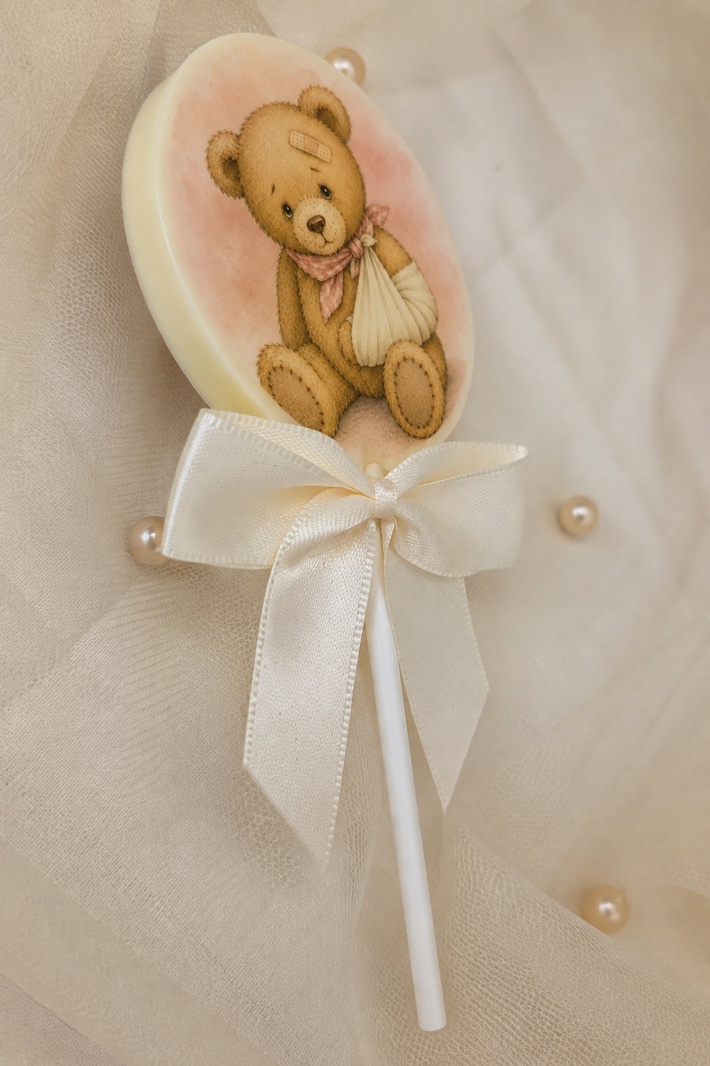Personalised Pink Bear Get Well Soon Card and Chocolate Gift Box