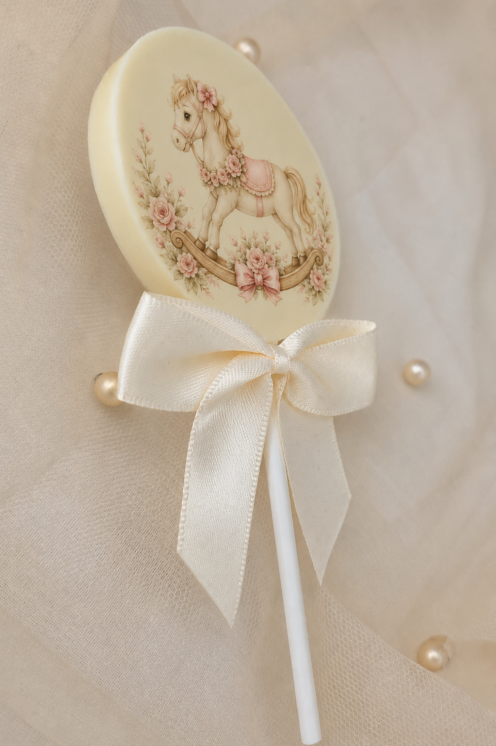 Personalised Pink Rocking Horse Baby Shower Card and Chocolate Gift Box