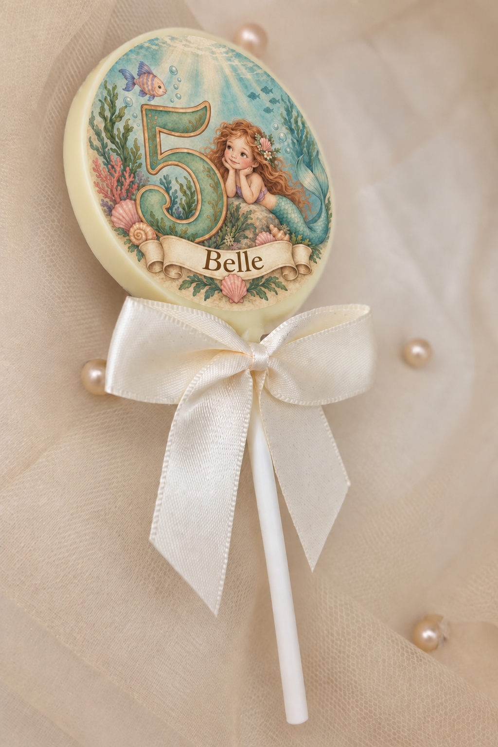 Personalised Mermaid Themed Party Favours Printed on to the Chocolate