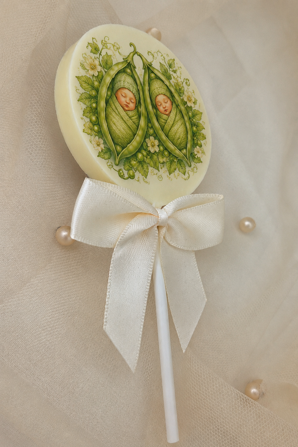 Personalised Two Peas in a Pod New Baby Twins Card and Chocolate Gift Box