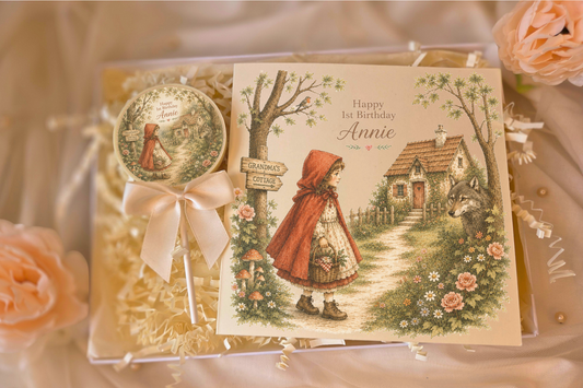 Personalised Little Red Riding Hood Birthday Card & Chocolate Gift Box