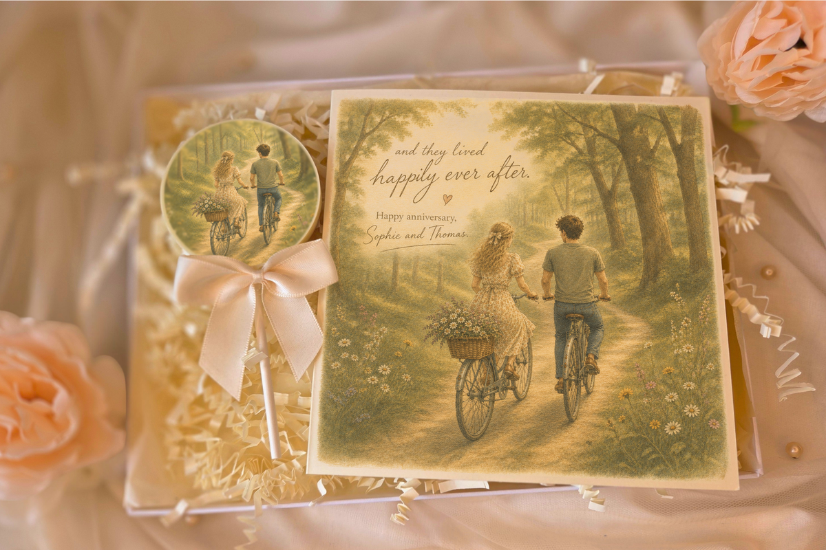 Personalised And They Lived Happily Ever After Woodland Romance Anniversary Card and Chocolate Gift Box