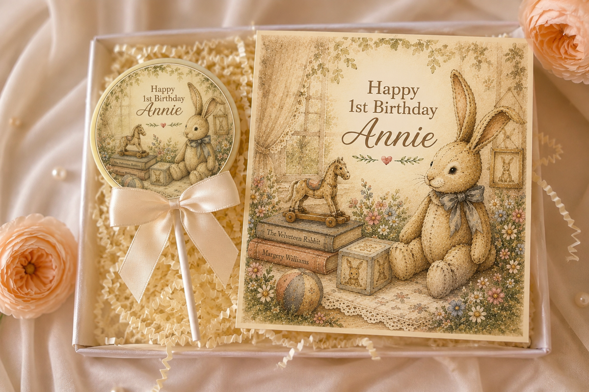 Personalised The Velveteen Rabbit Birthday Card & Chocolate Gift Box