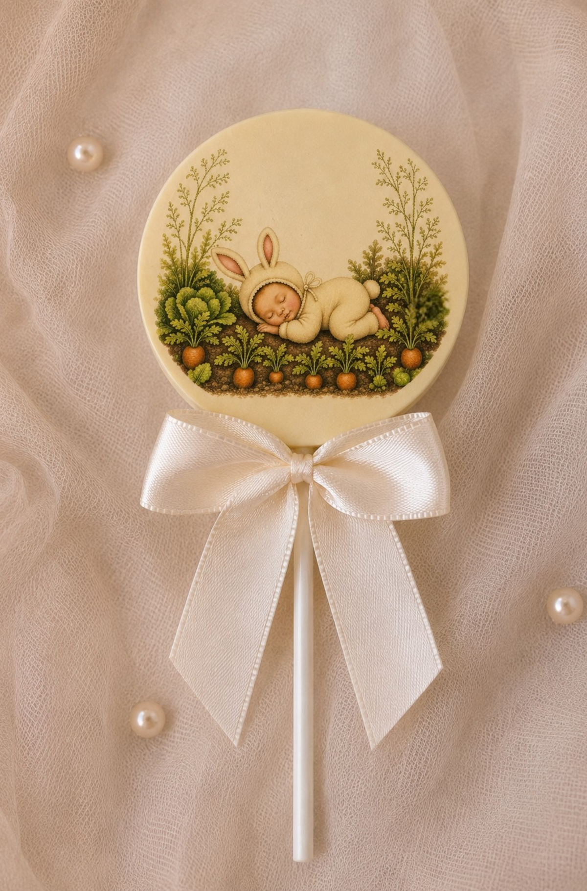 Personalised Sleeping Bunny New Baby Card and Chocolate Gift Box