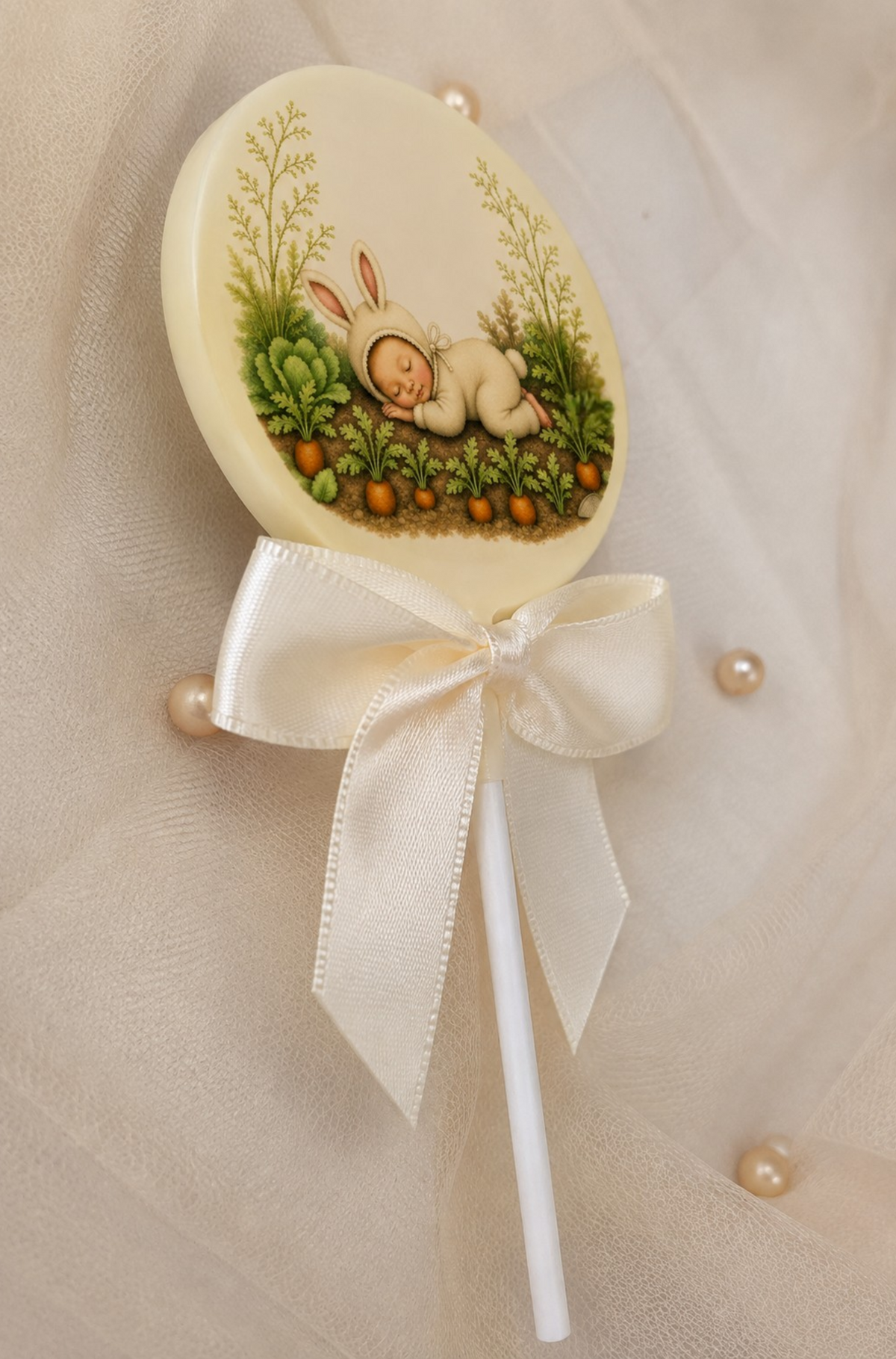 Personalised Sleeping Bunny New Baby Card and Chocolate Gift Box