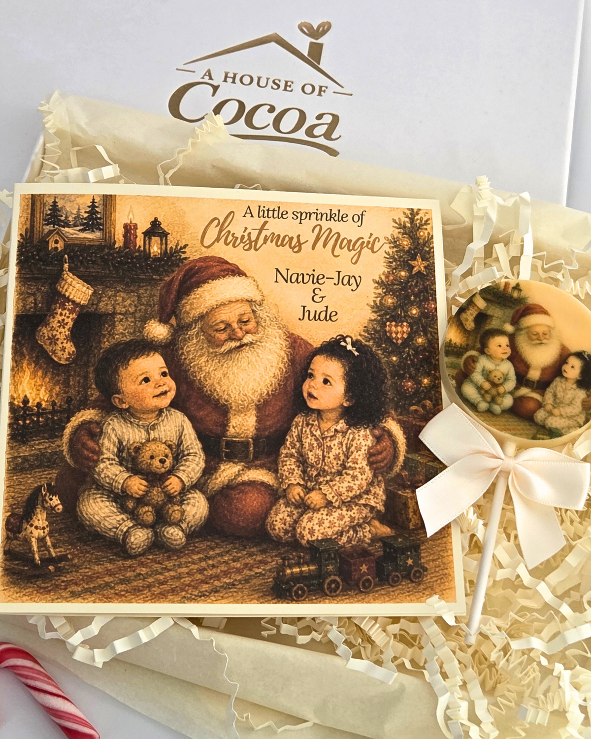 Personalised A Little Sprinkle of Christmas Magic Card and Chocolate Gift Box