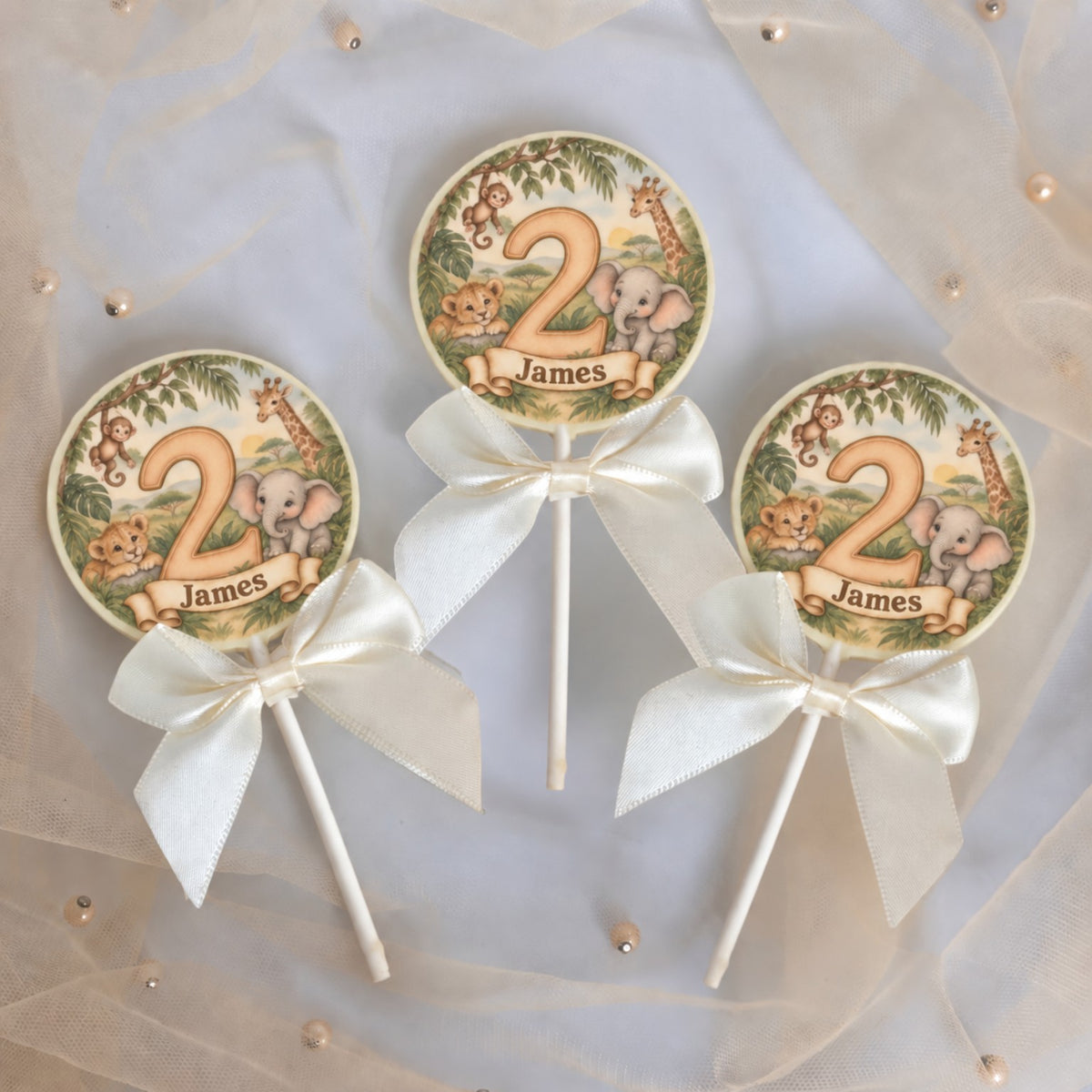 Personalised Jungle Safari Themed Birthday Party Favours Printed on to the Chocolate