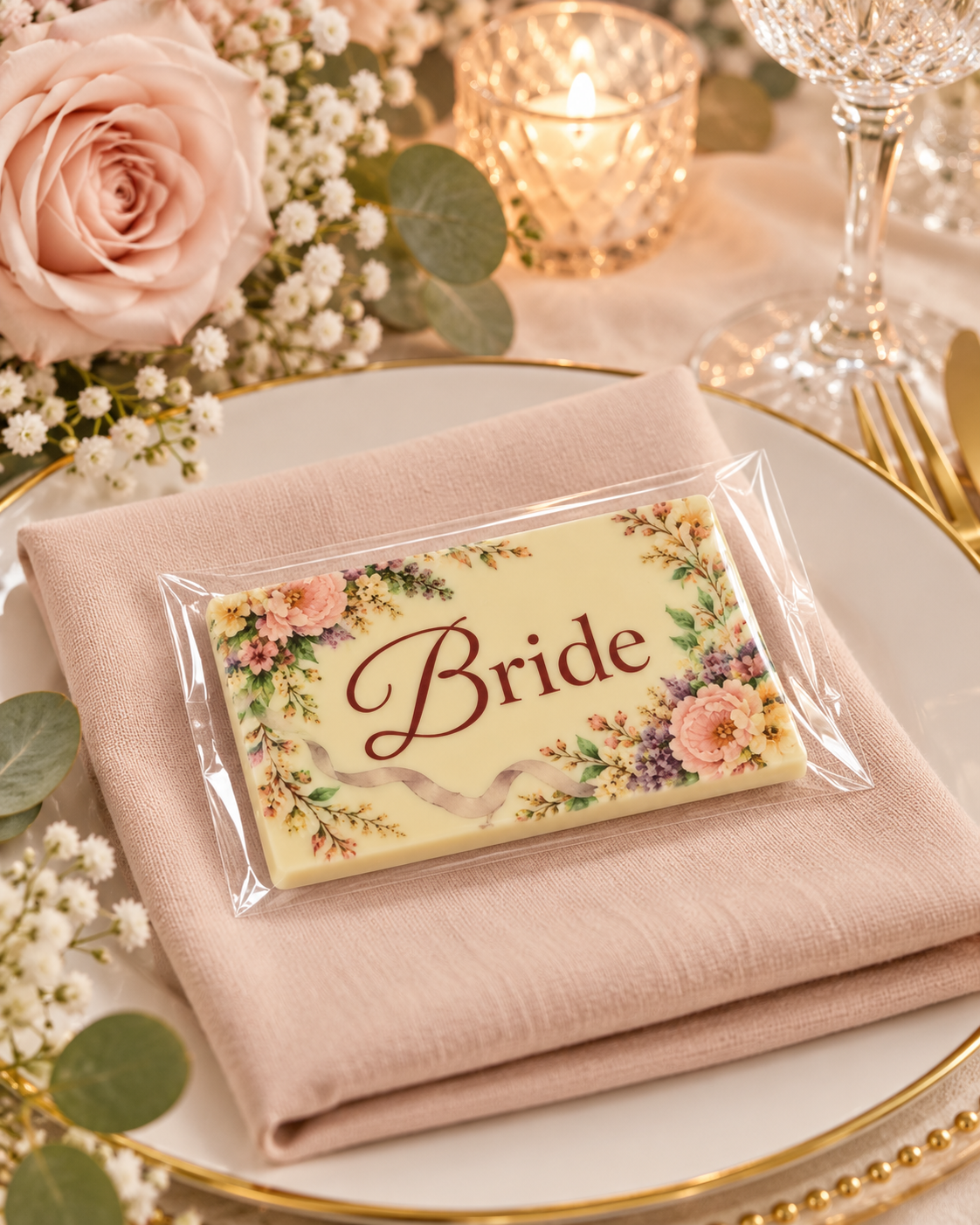 Personalised Vintage Blush and Lilac Table Place Names and Wedding Favours