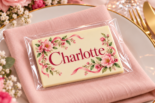 Personalised Blush Pink Floral Table Place Names and Wedding Favours