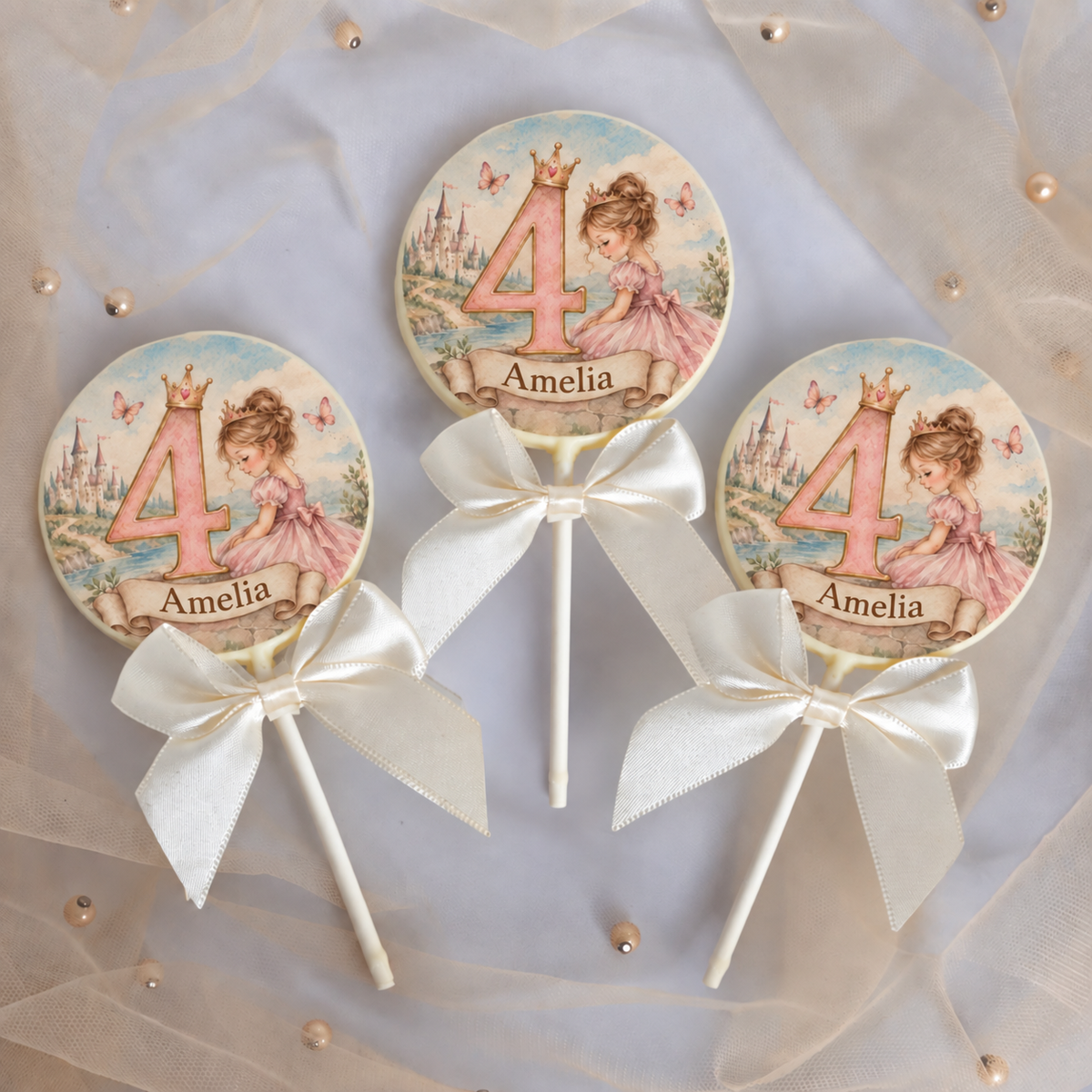 Personalised Princess Themed Party Favours Printed on to the Chocolate