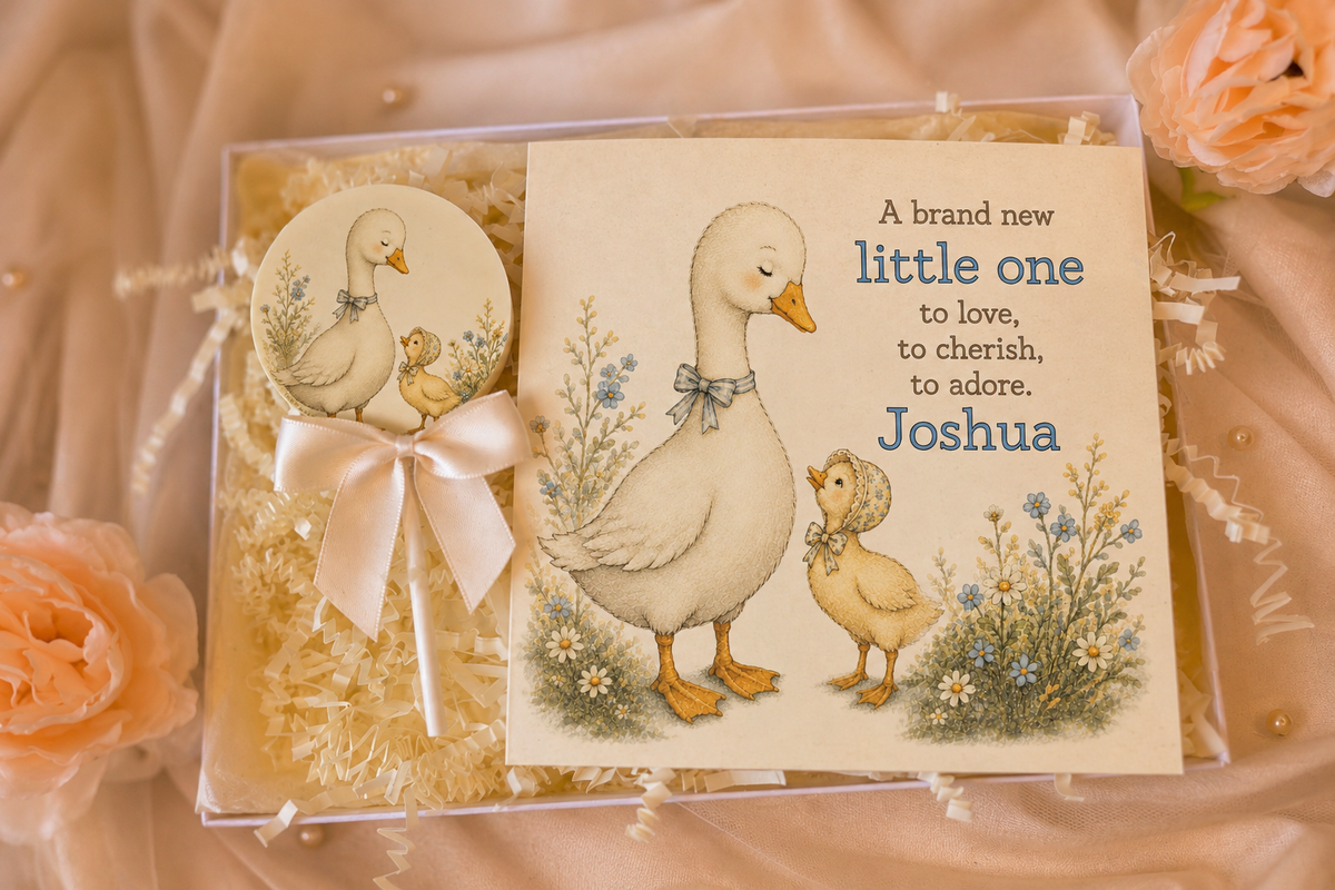 Personalised A Little Blue One New Baby Card and Chocolate Gift Box