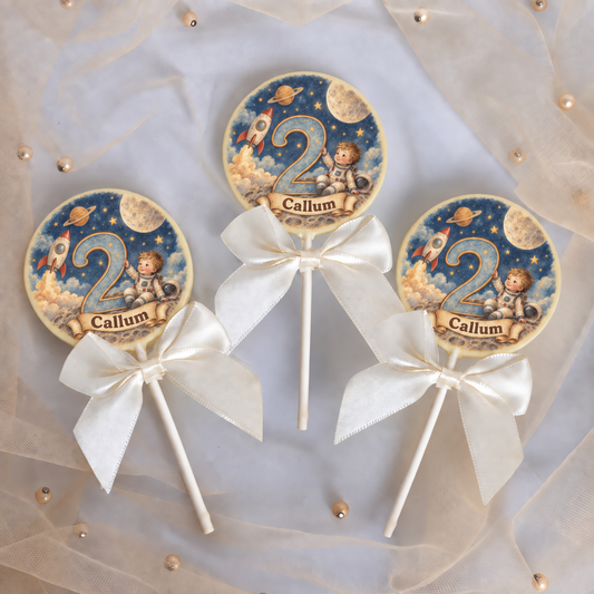 Personalised Space Themed Party Favours Printed on to the Chocolate