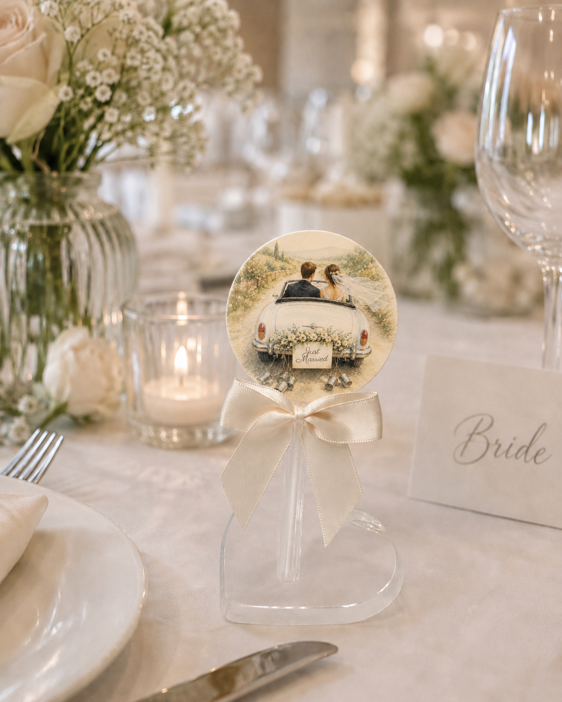 Personalised Just Married Wedding Favour Belgian Chocolate Lollipop
