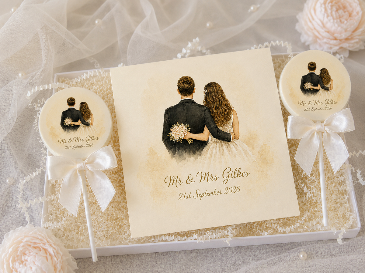 Personalised Wedding Couple Congratulations On Your Wedding Day Card and Chocolate Gift Box