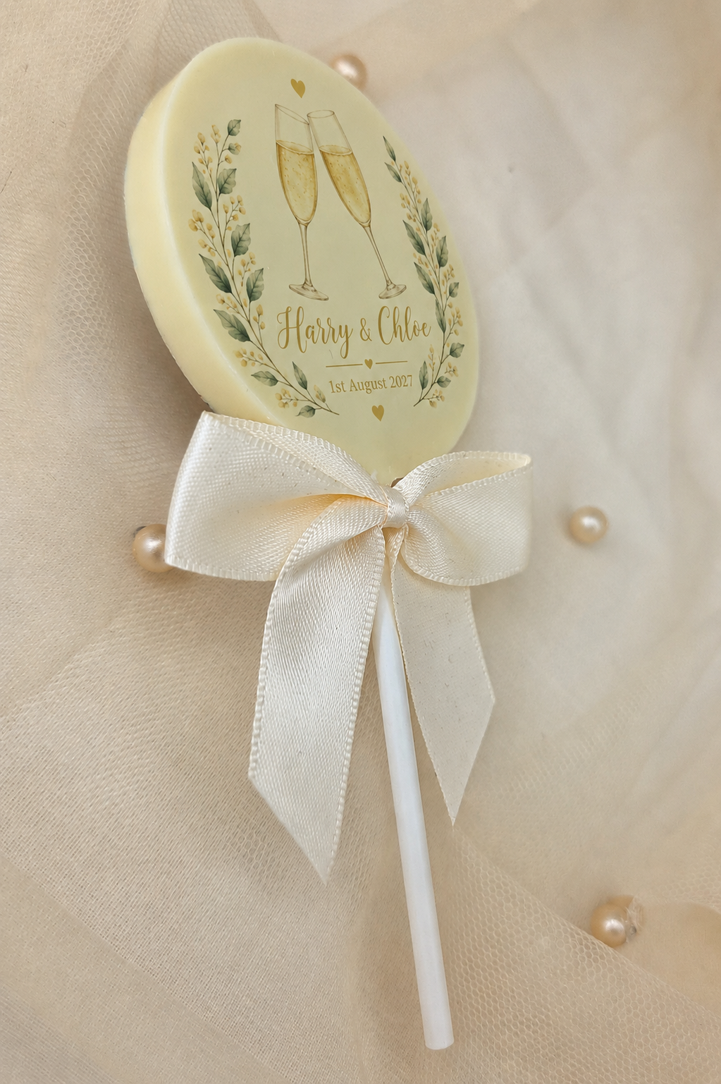 Personalised Wedding Favour The Forever Toast Belgian Chocolate Lollipop