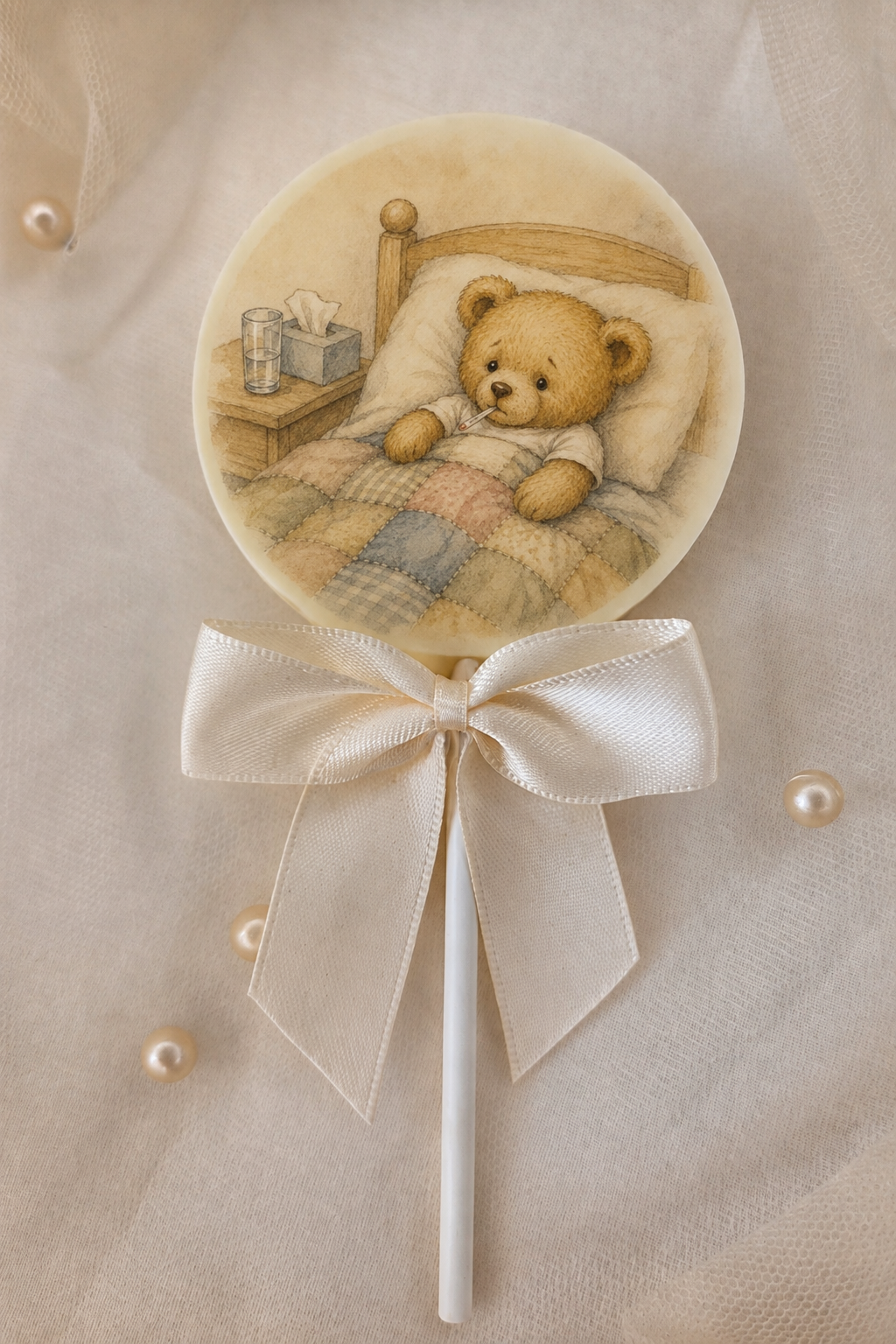 Personalised Patchwork Teddy Bear Get Well Soon Card and Chocolate Gift Box
