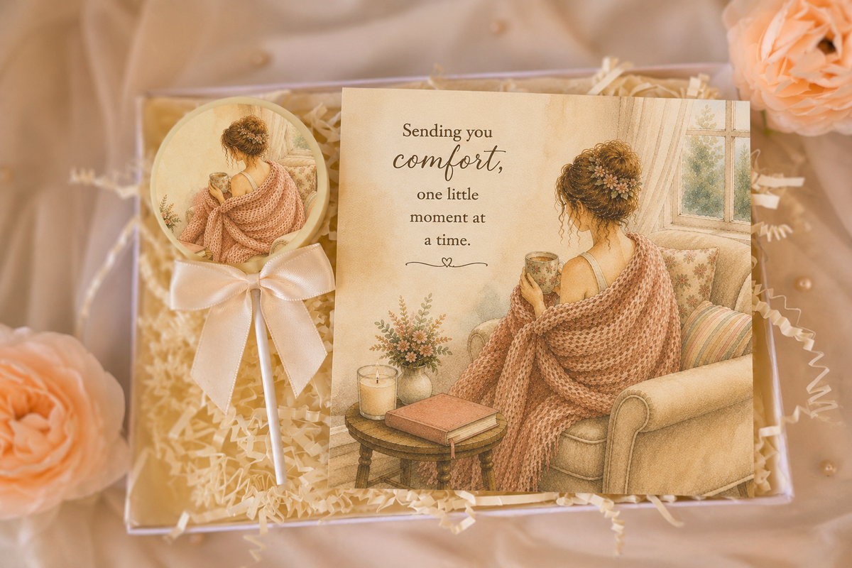 Personalised Sending You Comfort Get Well Soon Card and Chocolate Gift Box