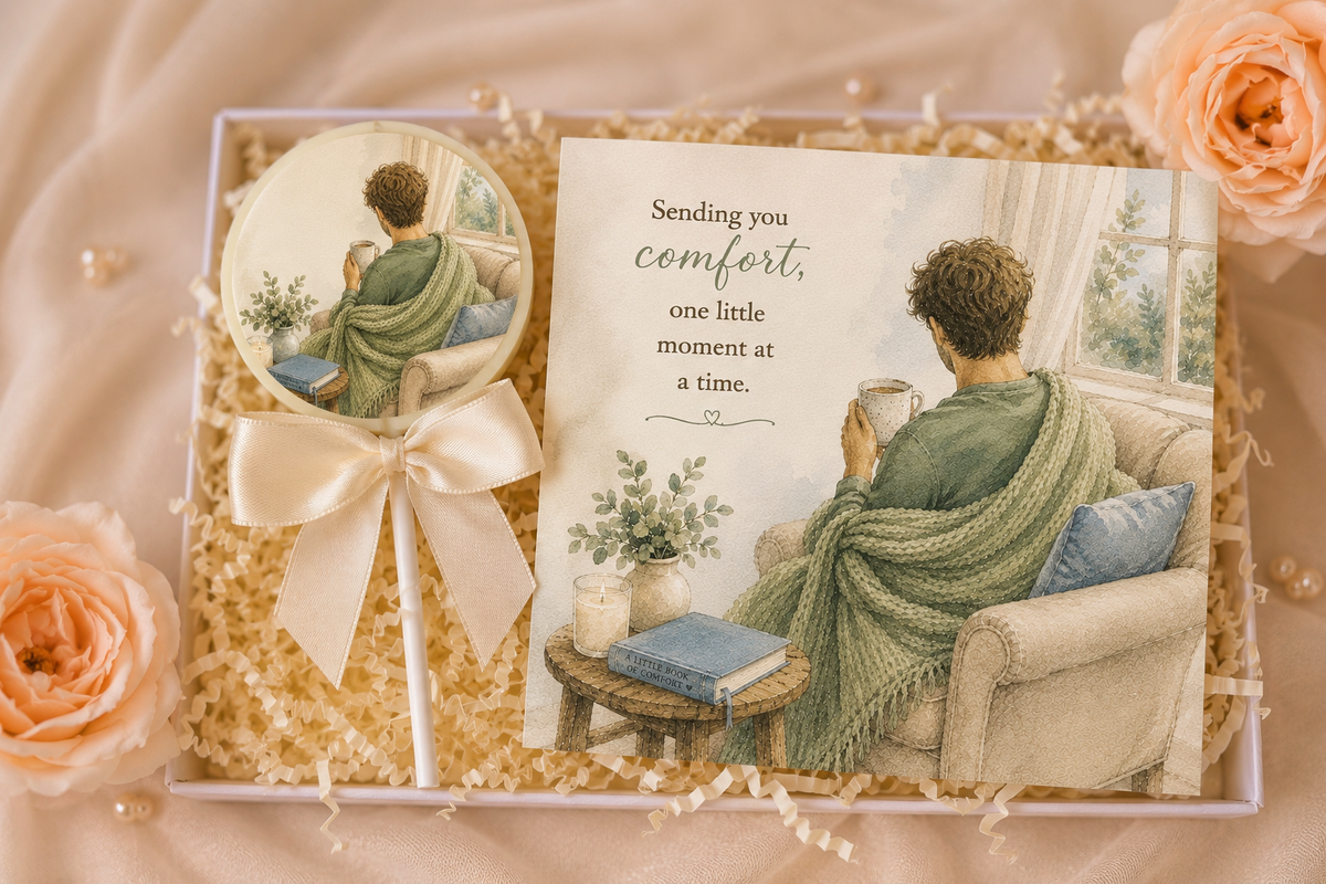 Personalised Sending You Comfort To Get Well Soon Card and Chocolate Gift Box