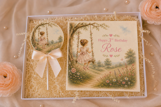 Personalised The Woodland Swing Birthday Card and Chocolate Gift Box
