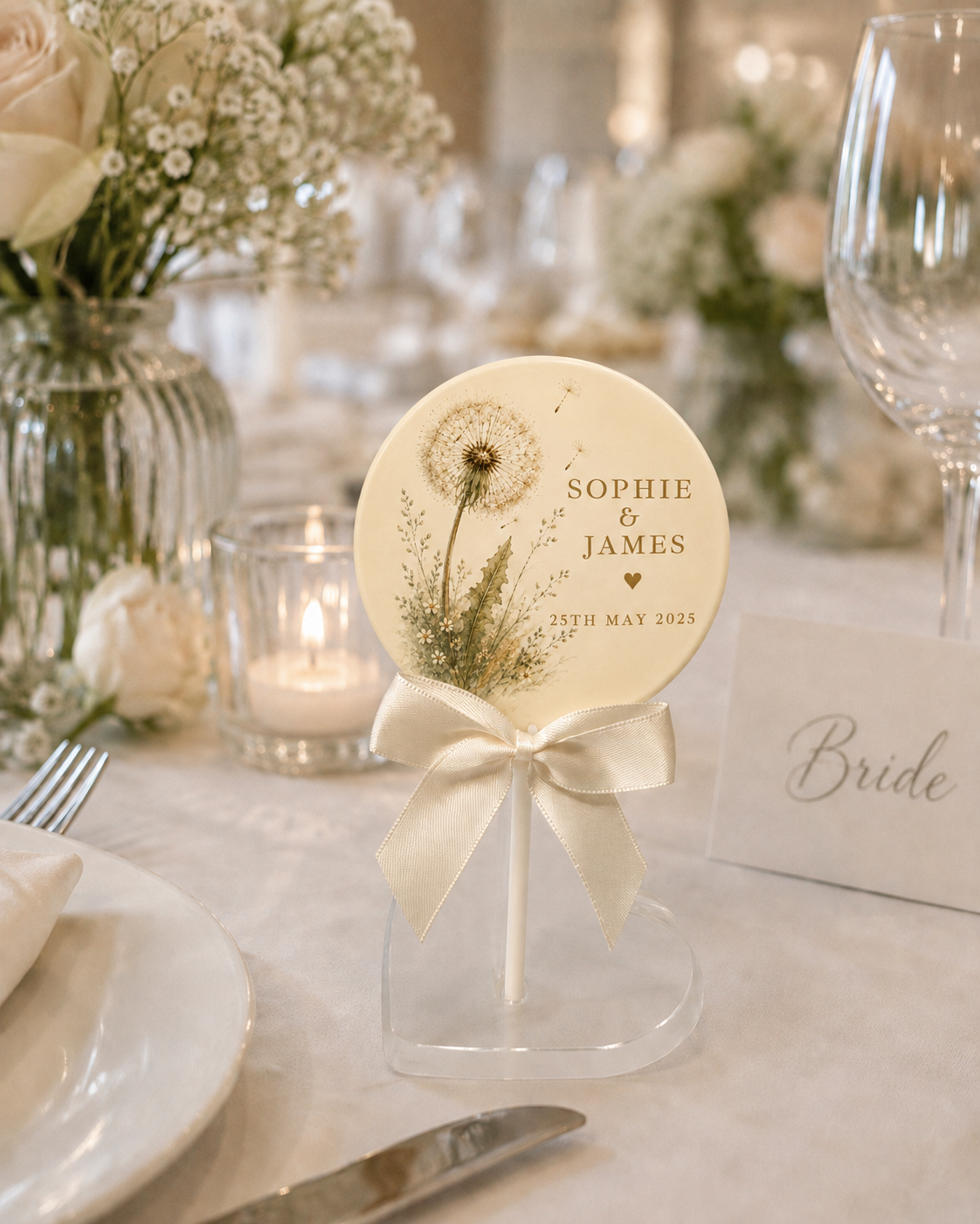 Personalised Love Wish Wedding Favour Belgian Chocolate Lollipop