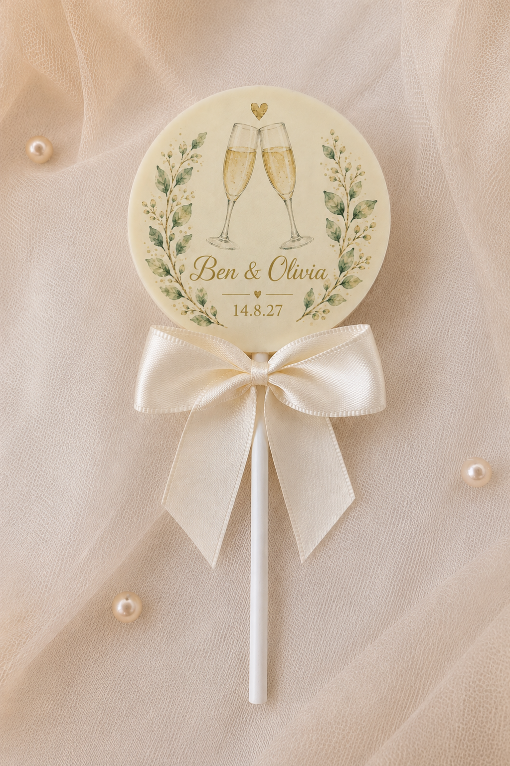 Personalised Wedding Favour The Forever Toast Belgian Chocolate Lollipop