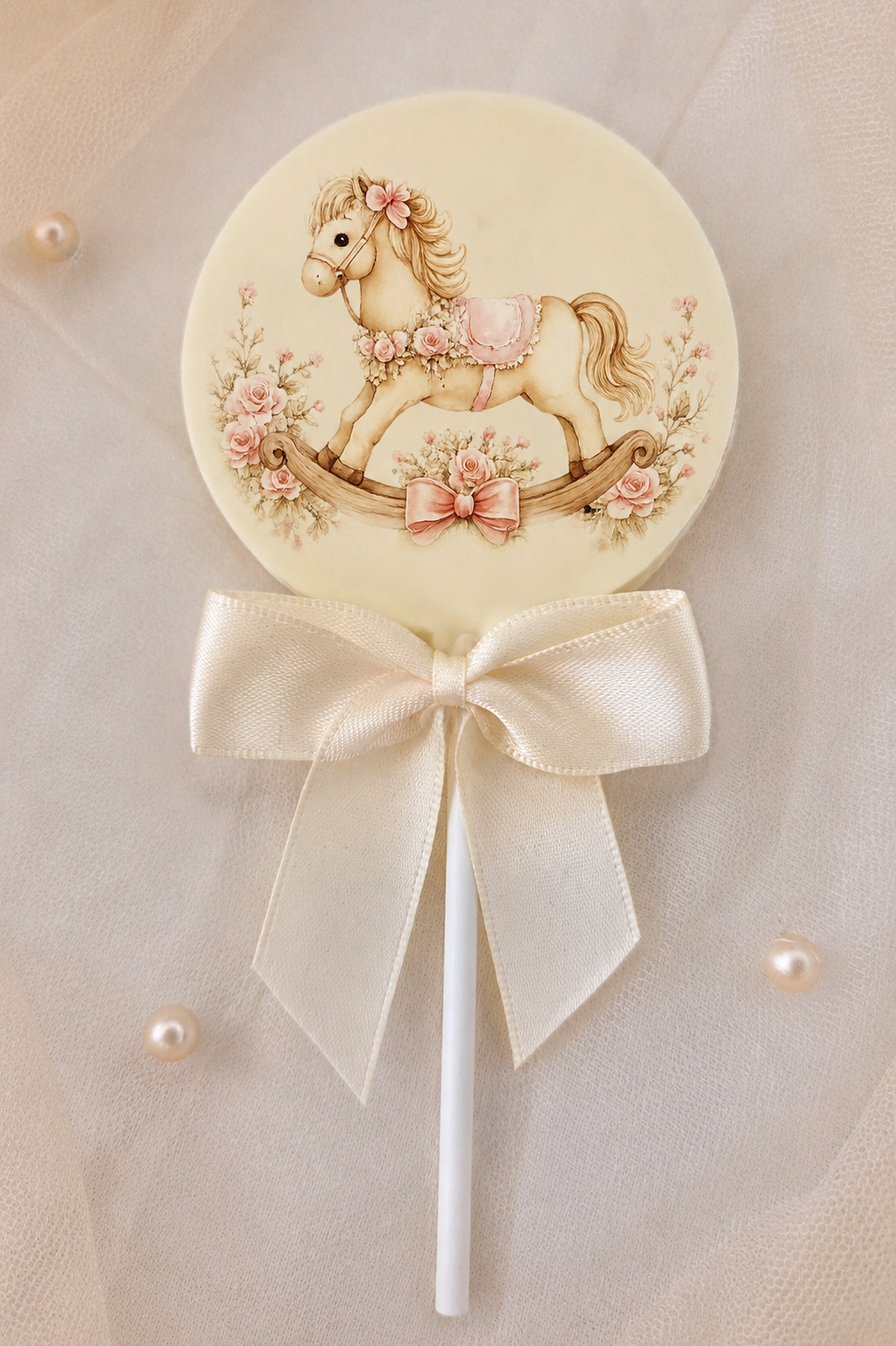 Personalised Pink Rocking Horse Baby Shower Card and Chocolate Gift Box