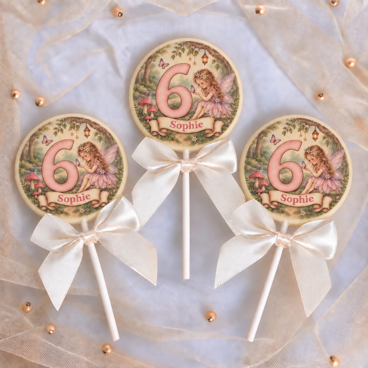 Personalised Fairy Themed Birthday Party Favours Printed on to the Chocolate