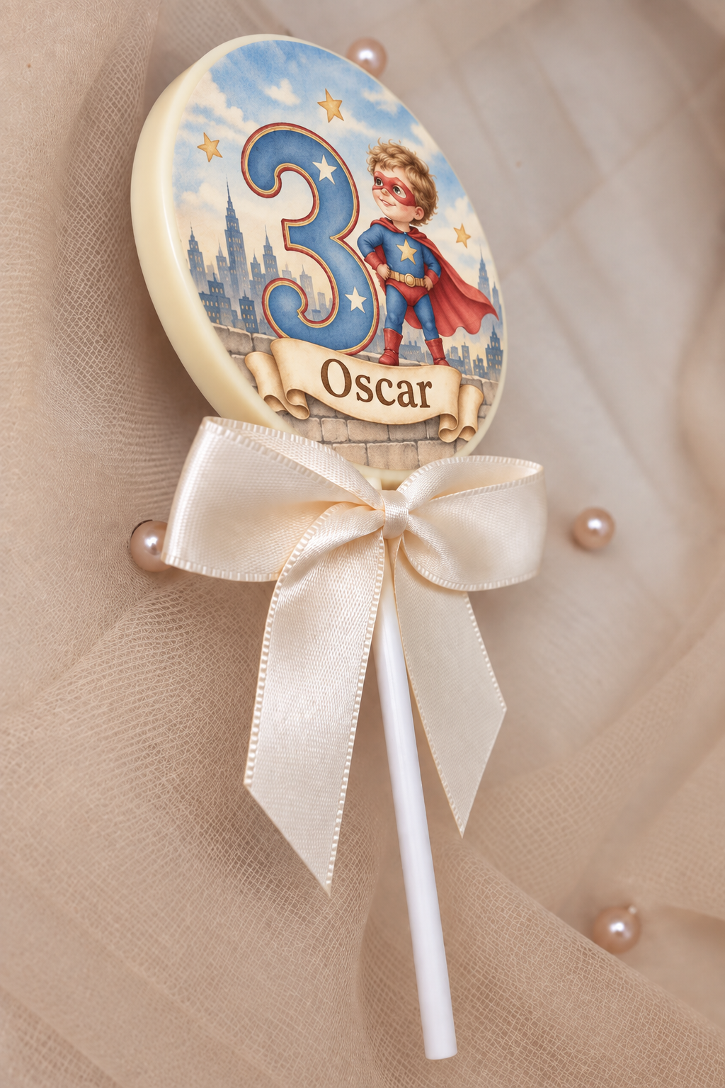 Personalised Superhero Boy Themed Birthday Party Favours Printed on to the Chocolate