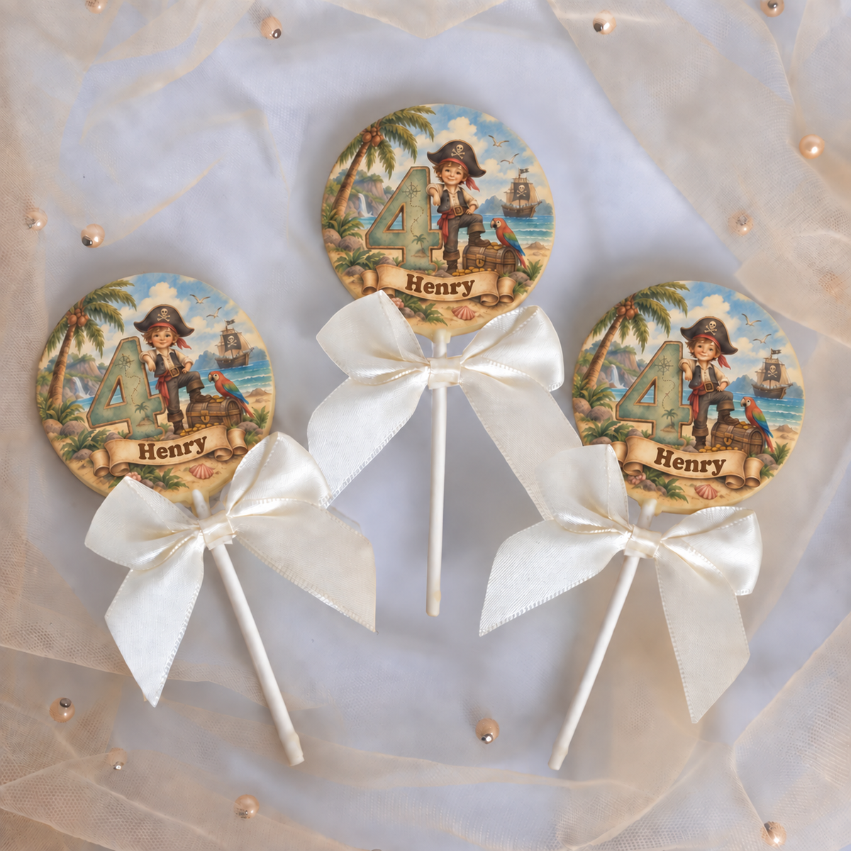 Personalised Pirate Themed Birthday Party Favours Printed on to the Chocolate