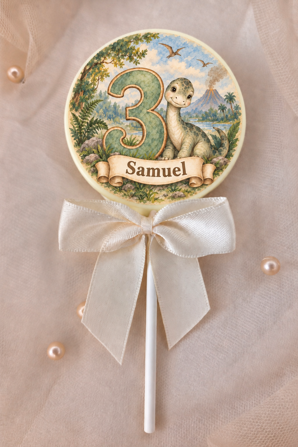 Personalised Dinosaur Themed Birthday Party Favours Printed on to the Chocolate
