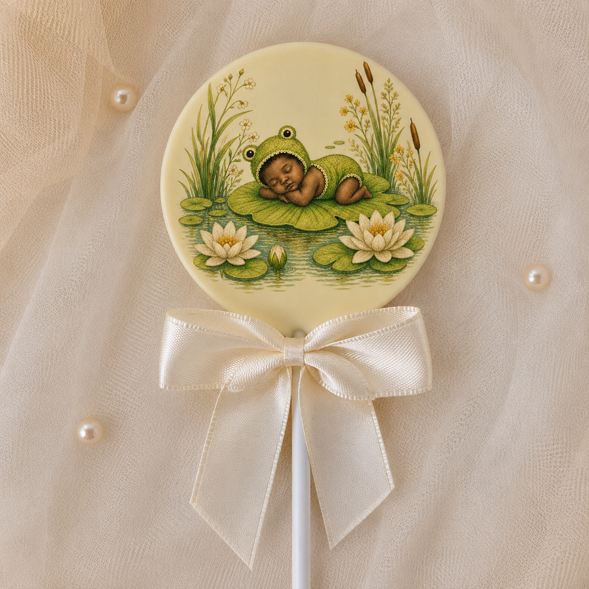 Personalised The Little Lily Pad New Baby Card and Chocolate Gift Box