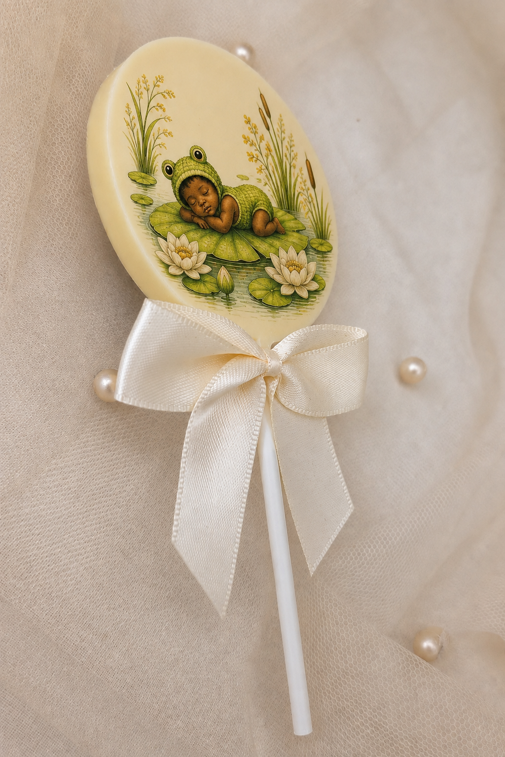 Personalised The Little Lily Pad New Baby Card and Chocolate Gift Box