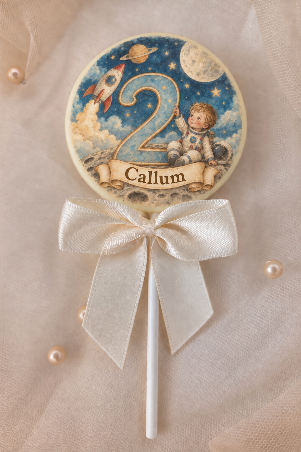 Personalised Space Themed Party Favours Printed on to the Chocolate