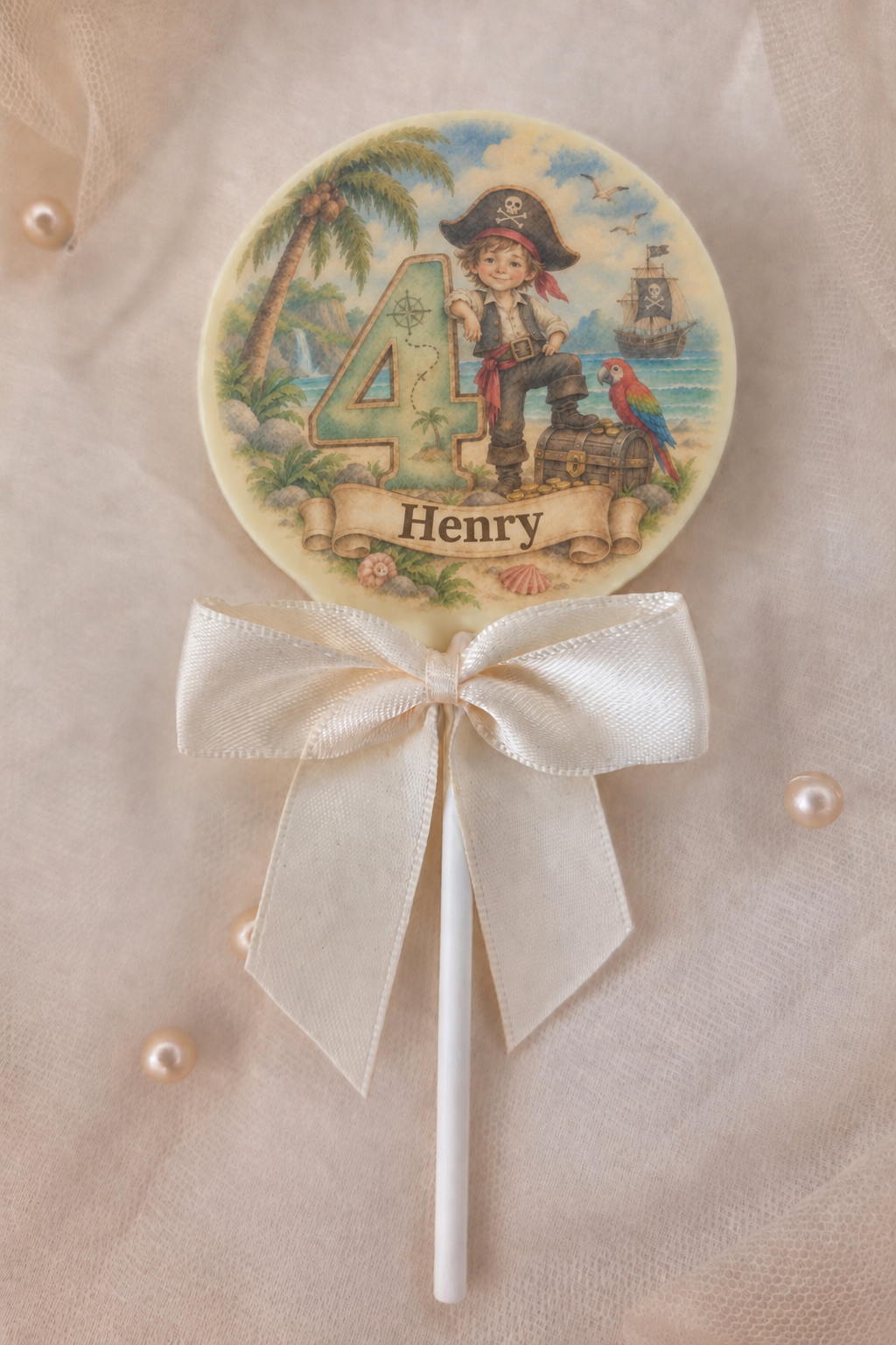 Personalised Pirate Themed Birthday Party Favours Printed on to the Chocolate