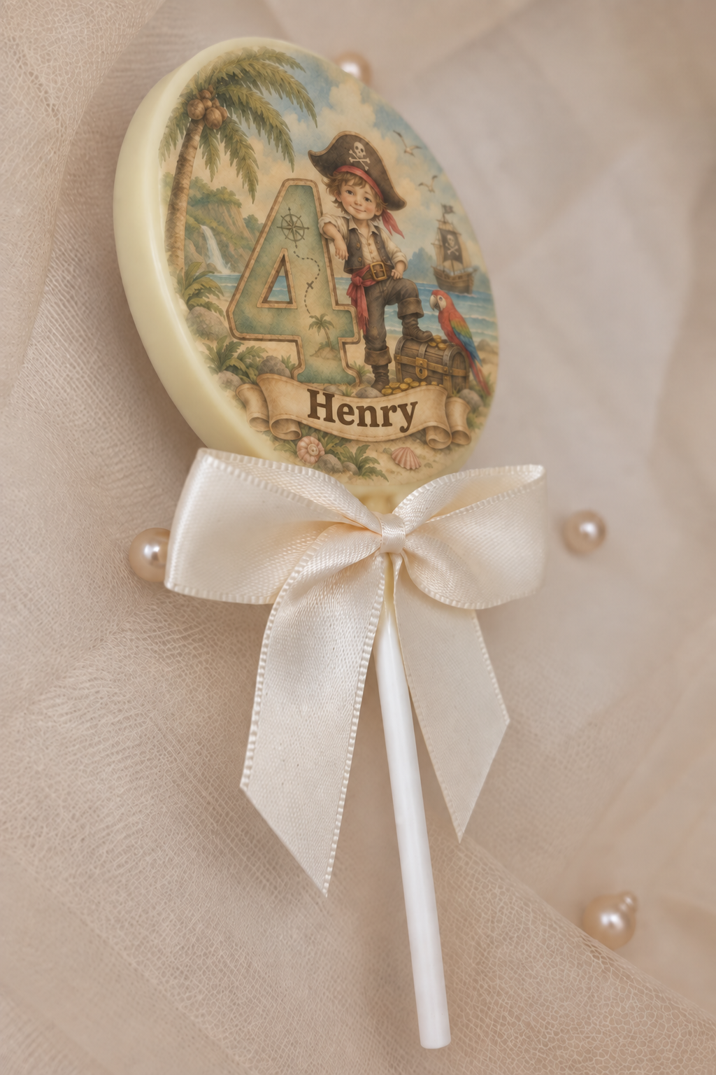Personalised Pirate Themed Birthday Party Favours Printed on to the Chocolate